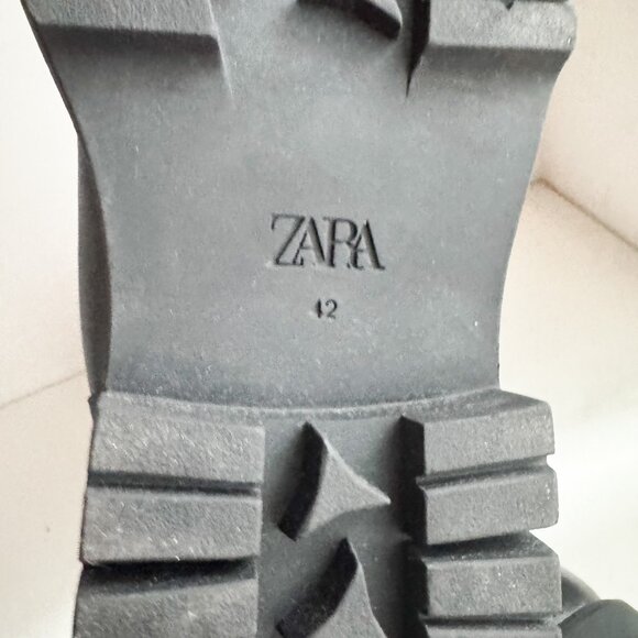 Zara Black Leather Pull on Classic Boots 42 - Picture 7 of 8